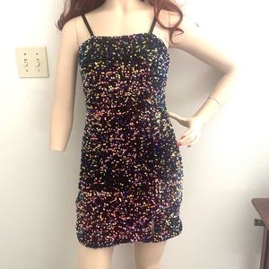 Sequin spagetti strap mini dress